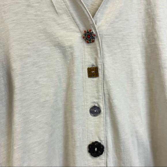Soft surroundings Danielle button up tunic long sleeve cotton collared top small - Picture 2 of 11